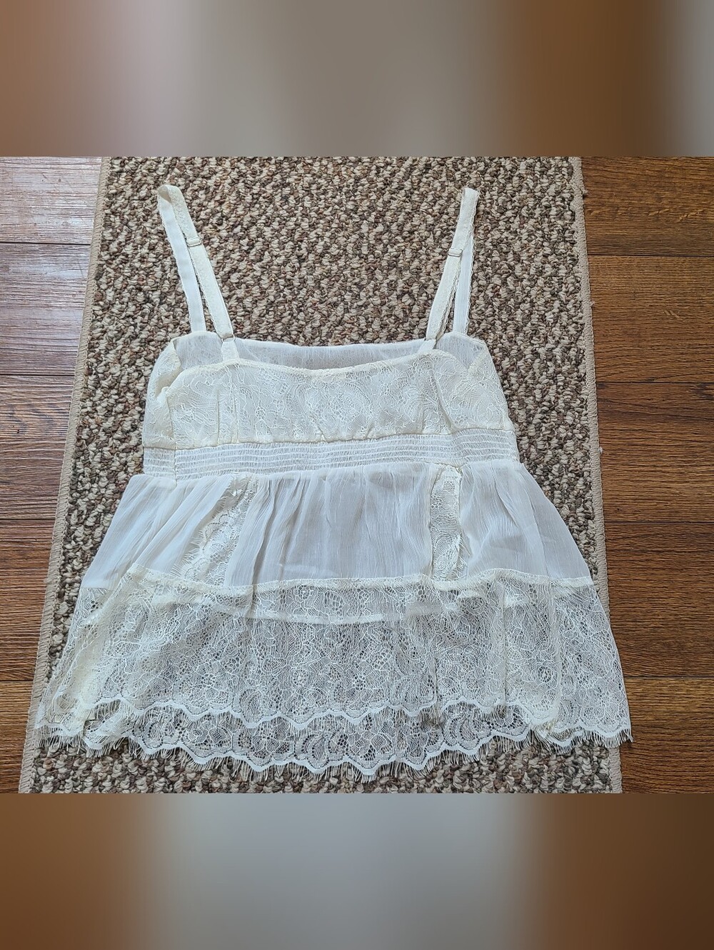 Intimately Free People Lace Tiered Offwhite Cami Top Medium - Picture 11 of 12